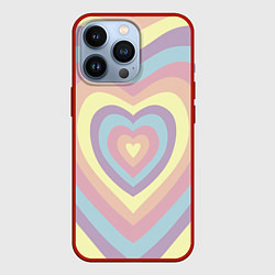Чехол для iPhone 13 Pro Сердца пастельные оттенки, цвет: 3D-красный