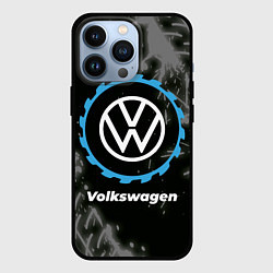 Чехол iPhone 13 Pro Volkswagen в стиле Top Gear со следами шин на фоне