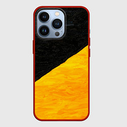 Чехол для iPhone 13 Pro Черно-желтые масляные краски, цвет: 3D-красный