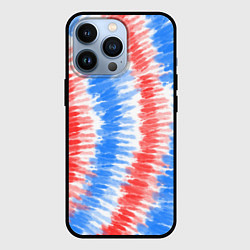 Чехол iPhone 13 Pro Тай-дай красный с голубым
