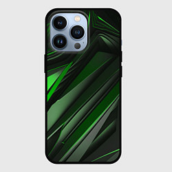 Чехол iPhone 13 Pro Green black abstract