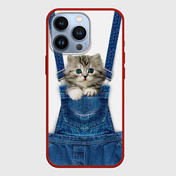 Чехол iPhone 13 Pro Котенок в кармане комбинезона