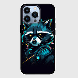 Чехол iPhone 13 Pro Енот - cyberpunk style