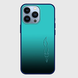 Чехол для iPhone 13 Pro Силуэт лисы на градиентном фоне, цвет: 3D-тёмно-синий