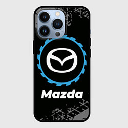 Чехол для iPhone 13 Pro Mazda в стиле Top Gear со следами шин на фоне, цвет: 3D-черный