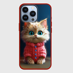 Чехол iPhone 13 Pro Котик в розовом свитере