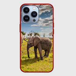 Чехол для iPhone 13 Pro Слоник маленький, цвет: 3D-красный