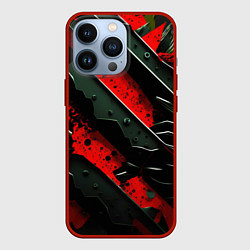 Чехол iPhone 13 Pro Черные плашки на красном фоне