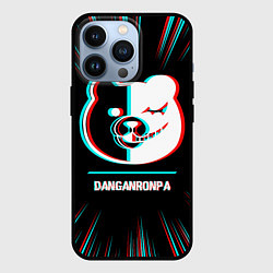 Чехол iPhone 13 Pro Символ Danganronpa в стиле glitch на темном фоне