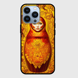 Чехол для iPhone 13 Pro Матрёшка хохлома модерн, цвет: 3D-черный