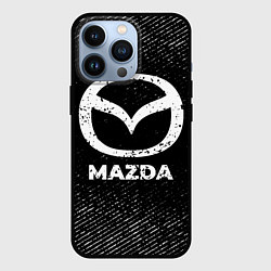 Чехол iPhone 13 Pro Mazda с потертостями на темном фоне