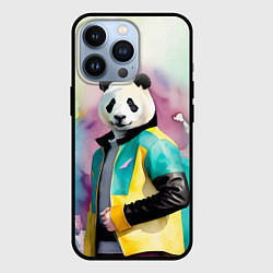 Чехол iPhone 13 Pro Прикольный панда в модной куртке