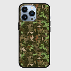 Чехол для iPhone 13 Pro Олени и дубовые листья - камуфляж, цвет: 3D-черный
