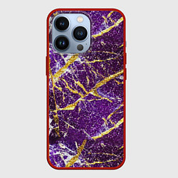 Чехол iPhone 13 Pro Фиолетовые и золотые блестки
