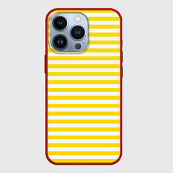 Чехол для iPhone 13 Pro Светло-желтые полосы, цвет: 3D-красный
