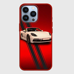 Чехол для iPhone 13 Pro Немецкий спортивный автомобиль Porsche, цвет: 3D-красный