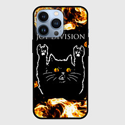 Чехол iPhone 13 Pro Joy Division рок кот и огонь