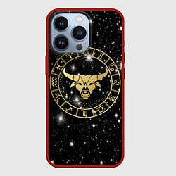 Чехол iPhone 13 Pro Телец золотой на звездном небе