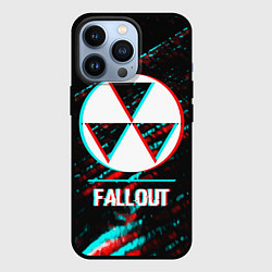 Чехол iPhone 13 Pro Fallout в стиле glitch и баги графики на темном фо