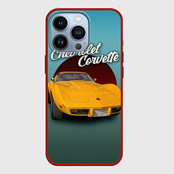 Чехол для iPhone 13 Pro Американский спорткар Chevrolet Corvette Stingray, цвет: 3D-красный