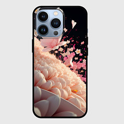 Чехол для iPhone 13 Pro Множество розовых цветов, цвет: 3D-черный