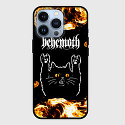 Чехол iPhone 13 Pro Behemoth рок кот и огонь