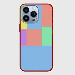 Чехол для iPhone 13 Pro Разноцветные квадраты и прямоугольники, цвет: 3D-красный