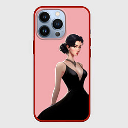 Чехол iPhone 13 Pro Girl in black dress - pink