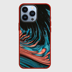 Чехол для iPhone 13 Pro Эффект красно-голубых красок, цвет: 3D-красный