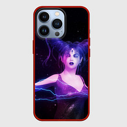 Чехол iPhone 13 Pro Ведьма с голубыми и розовыми молниями