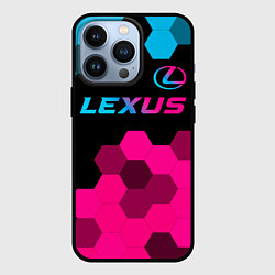 Чехол для iPhone 13 Pro Lexus - neon gradient: символ сверху, цвет: 3D-черный