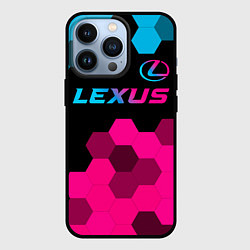 Чехол iPhone 13 Pro Lexus - neon gradient: символ сверху