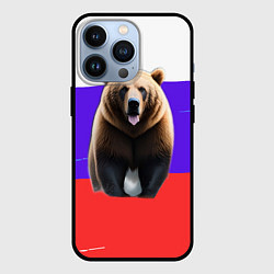 Чехол iPhone 13 Pro Медведь на флаге