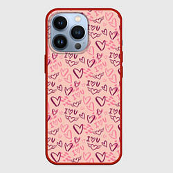 Чехол iPhone 13 Pro I love you паттерн