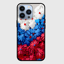 Чехол iPhone 13 Pro Флаг РФ из цветов