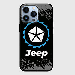 Чехол iPhone 13 Pro Jeep в стиле Top Gear со следами шин на фоне