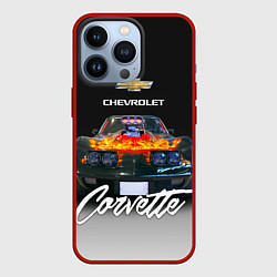 Чехол для iPhone 13 Pro Американская маслкар 70-х годов Chevrolet Corvette, цвет: 3D-красный