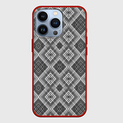 Чехол для iPhone 13 Pro Геометрический узор черно белые ромбы, цвет: 3D-красный