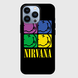 Чехол для iPhone 13 Pro NIRVANA - смайлы, цвет: 3D-черный