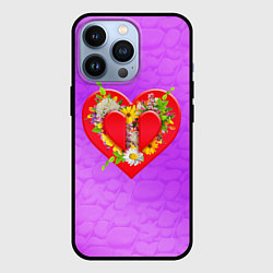 Чехол для iPhone 13 Pro Цветы от сердца, цвет: 3D-черный