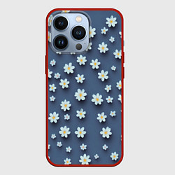 Чехол для iPhone 13 Pro Ромашки объемные, цвет: 3D-красный