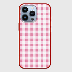 Чехол для iPhone 13 Pro Барби-розовый: клетка, цвет: 3D-красный