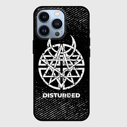 Чехол iPhone 13 Pro Disturbed с потертостями на темном фоне