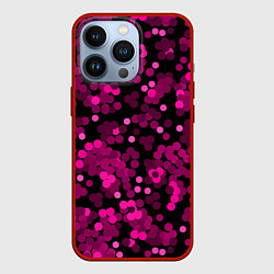 Чехол для iPhone 13 Pro Красно розовые конфетти на черном, цвет: 3D-красный