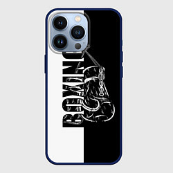 Чехол для iPhone 13 Pro Boxing чёрно-белое, цвет: 3D-тёмно-синий