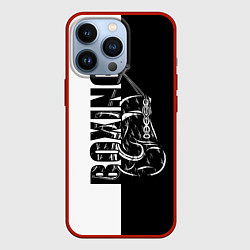 Чехол для iPhone 13 Pro Boxing чёрно-белое, цвет: 3D-красный