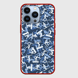 Чехол iPhone 13 Pro Сноубордист и Лыжник - камуфляж