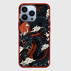 Чехол для iPhone 13 Pro Дракон в японском стиле, цвет: 3D-красный