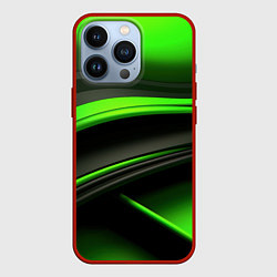 Чехол для iPhone 13 Pro Black green textureпоп, цвет: 3D-красный