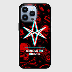 Чехол для iPhone 13 Pro Bring Me the Horizon rock glitch, цвет: 3D-черный